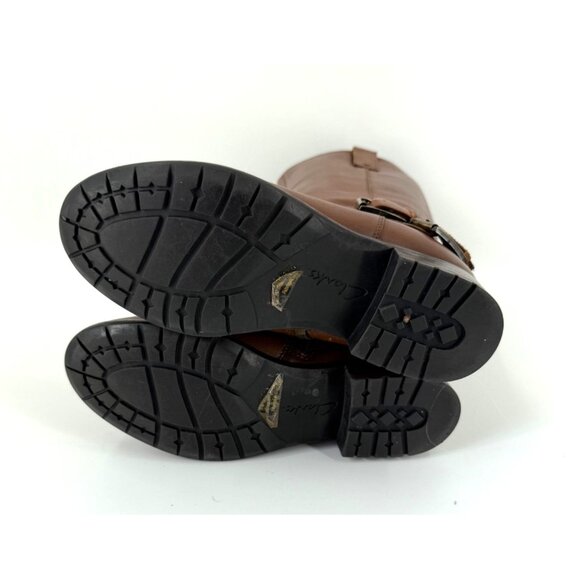 Clarks Womens Brown Leather Riding Boots Size 6.5 Zip Closure - Picture 9 of 9